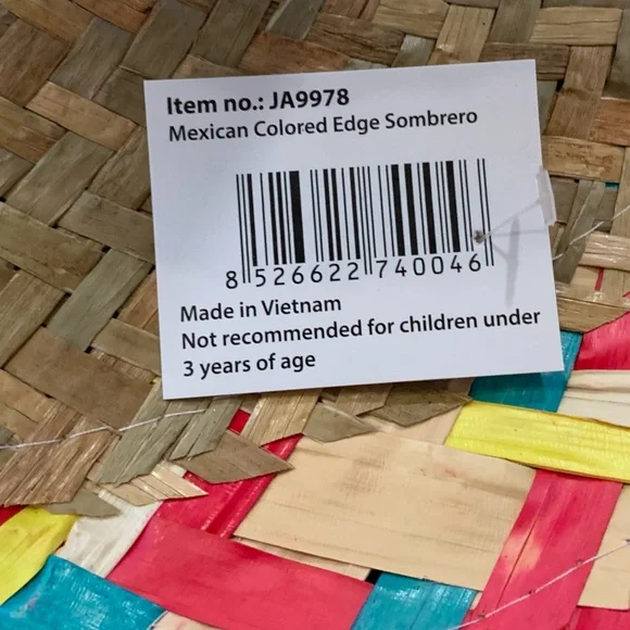 Mexican Straw Colored Edge Sombrero| NWT - Picture 7 of 7